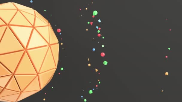 Fondo Abstracto Con Esfera Naranja Superficie Negra Ilustración Representación — Vídeo de stock