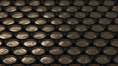 Beyaz arka plan üzerinde büyük siyah soda kutular. İçecek mockup. Bira veya içecek teneke paketi. 3D render illüstrasyon