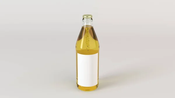 Håna Upp Transprent Flaska Med Tomma Vita Etiketten Vit Bakgrund — Stockfoto