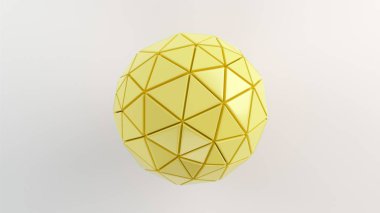 Arka plan beyaz yüzeyi sarı küre ile. 3D render illüstrasyon
