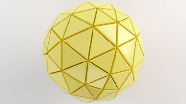 Arka plan beyaz yüzeyi sarı küre ile. 3D render illüstrasyon