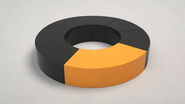 Діаграма пирога чорного кільця з одним помаранчевим сектором — стокове фото