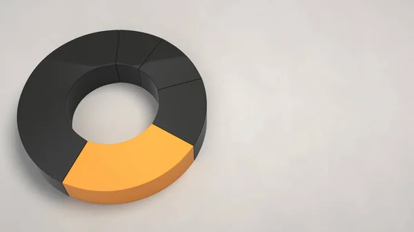 Schwarze Ringkuchendiagramme mit einem orangefarbenen Sektor — Stockfoto