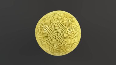 Arka plan siyah yüzeyi sarı küre ile. 3D render illüstrasyon