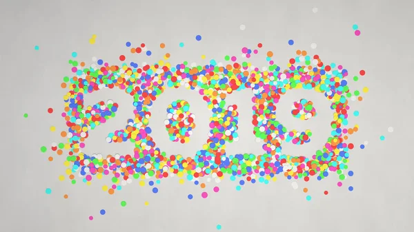 2019 Nummer Gemaakt Van Kleurrijke Confetti Witte Achtergrond 2019 Nieuwjaar — Stockfoto