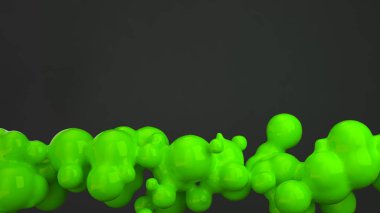 Siyah arka plan üzerine spherecial şekillerden yeşil kabarcık. 3D render illüstrasyon 