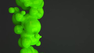 Siyah arka plan üzerine spherecial şekillerden yeşil kabarcık. 3D render illüstrasyon 