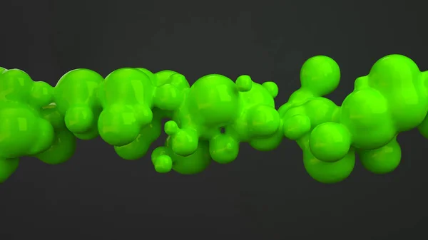 Absztrakt Zöld Buborék Spherecial Formák Fekete Háttér Rendering Illusztráció — Stock Fotó