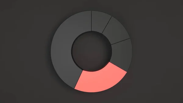 Schwarzes Ringkuchendiagramm Mit Einem Roten Sektor Auf Schwarzem Hintergrund Infografik — Stockfoto