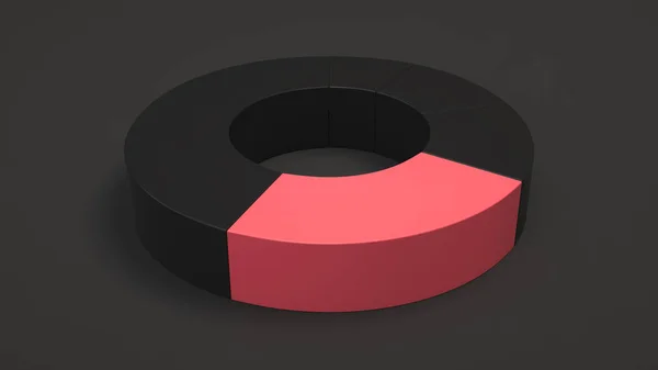 Grafico Anello Nero Con Settore Rosso Sfondo Nero Mockup Infografico — Foto Stock