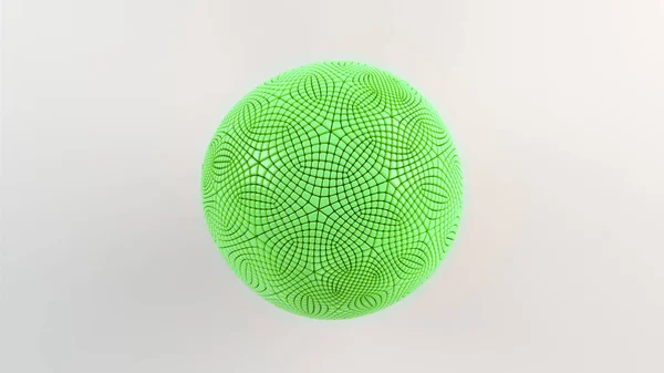 在白色表面有绿色球体的抽象背景 渲染插图 — 图库照片