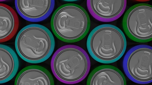 Grote Kleurrijke Soda Blikjes Witte Achtergrond Drank Mockup Tin Pakket — Stockfoto