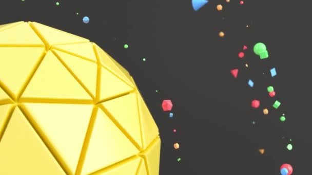 抽象的な背景黒の表面に黄色の球 レンダリング図 — ストック動画