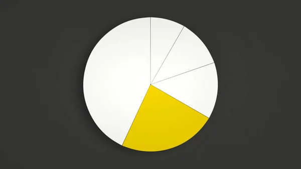 Weißes Kuchendiagramm Mit Einem Gelben Sektor Auf Schwarzem Hintergrund Infografik — Stockfoto