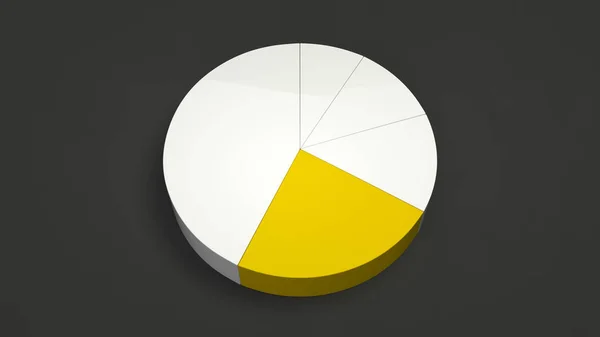 Weißes Kuchendiagramm Mit Einem Gelben Sektor Auf Schwarzem Hintergrund Infografik — Stockfoto
