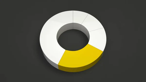 Weißes Ringkuchendiagramm Mit Einem Gelben Sektor Auf Schwarzem Hintergrund Infografik — Stockfoto