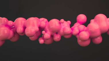 Siyah arka plan üzerine spherecial şekillerden kırmızı kabarcık. 3D render illüstrasyon 