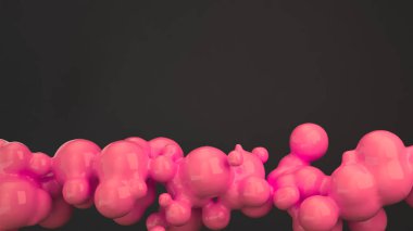 Siyah arka plan üzerine spherecial şekillerden kırmızı kabarcık. 3D render illüstrasyon 