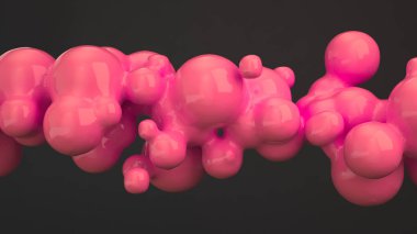 Siyah arka plan üzerine spherecial şekillerden kırmızı kabarcık. 3D render illüstrasyon 