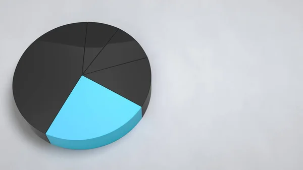 Чорна Діаграма Пирогів Одним Синім Сектором Білому Тлі Інфографічний Макет — стокове фото