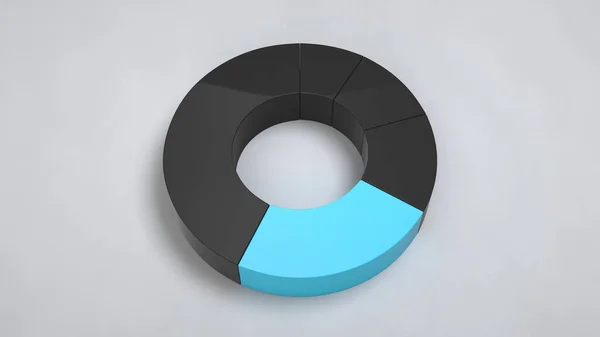 Černý Prstenec Výsečový Graf Jednou Modrý Sektor Bílém Pozadí Infografika — Stock fotografie