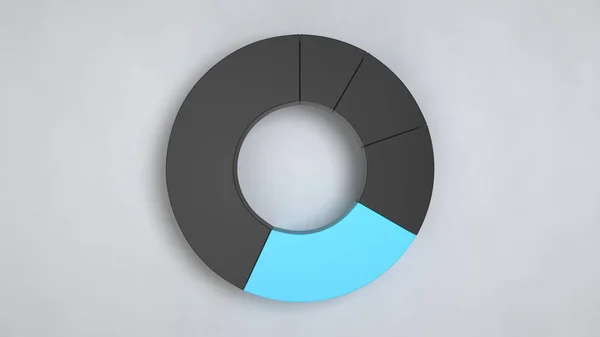 Černý Prstenec Výsečový Graf Jednou Modrý Sektor Bílém Pozadí Infografika — Stock fotografie