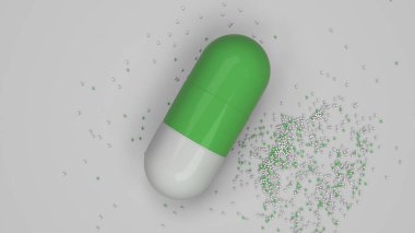 Beyaz arka plan üzerinde renkli ilaç kapsül. Tıbbi ya da eczane konsepti. 3D render illüstrasyon