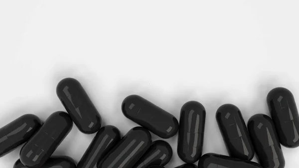 Halom Fehér Alapon Fekete Gyógyszer Kapszula Orvosi Egészségügyi Vagy Gyógyszertár — Stock Fotó