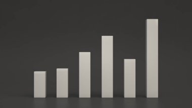 Bar diyagram siyah arka plan üzerinde beyaz. Infographic mockup. 3D render illüstrasyon