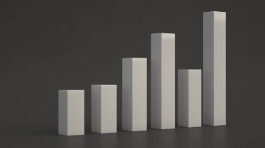 Bar diyagram siyah arka plan üzerinde beyaz. Infographic mockup. 3D render illüstrasyon