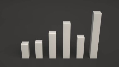 Bar diyagram siyah arka plan üzerinde beyaz. Infographic mockup. 3D render illüstrasyon