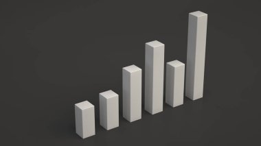 Bar diyagram siyah arka plan üzerinde beyaz. Infographic mockup. 3D render illüstrasyon
