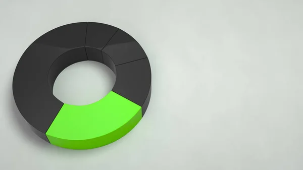 Μαύρο Δαχτυλίδι Γράφημα Πίτας Έναν Πράσινο Τομέα Λευκό Φόντο Infographic — Φωτογραφία Αρχείου