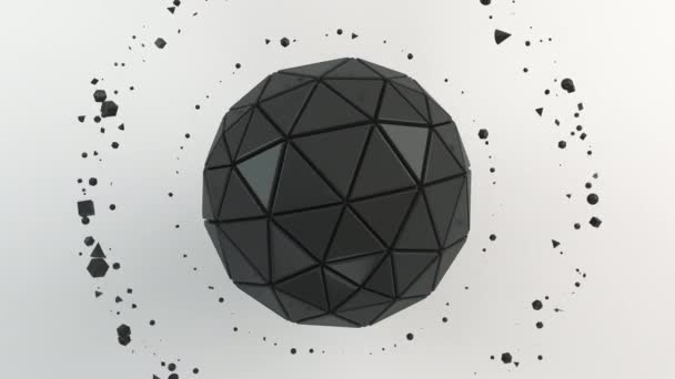 Fondo Abstracto Con Esfera Negra Superficie Blanca Ilustración Representación — Vídeo de stock