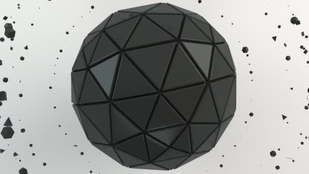 Sfondo Astratto Con Sfera Nera Sulla Superficie Bianca Illustrazione Rendering — Video Stock