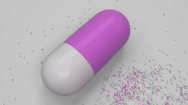 Capsula Medicina Colorata Sfondo Bianco Concetto Medico Farmacia Illustrazione Rendering — Foto Stock