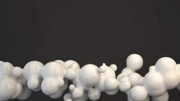 Αφηρημένη Λευκό Συννεφάκι Από Spherecial Σχήματα Μαύρο Φόντο Απεικόνιση Απόδοσης — Φωτογραφία Αρχείου
