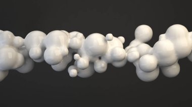 Siyah arka plan üzerine spherecial şekillerden beyaz kabarcık. 3D render illüstrasyon 