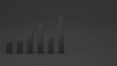 Diyagram siyah arka plan üzerinde bar siyah. Infographic mockup. 3D render illüstrasyon