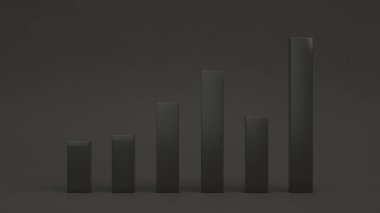 Diyagram siyah arka plan üzerinde bar siyah. Infographic mockup. 3D render illüstrasyon