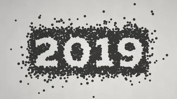 Nummer 2019 Aus Schwarzem Konfetti Auf Weißem Hintergrund 2019 Neujahrszeichen — Stockfoto