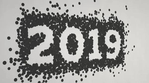 2019 Nummer Gemaakt Van Zwarte Confetti Witte Achtergrond 2019 Nieuwjaar — Stockfoto