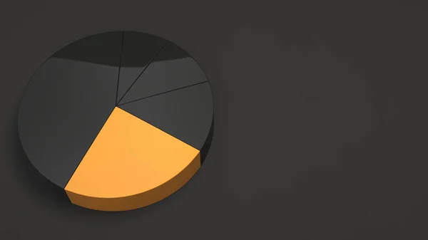 Black Pie Diagramm Mit Einem Orangefarbenen Sektor Auf Schwarzem Hintergrund — Stockfoto