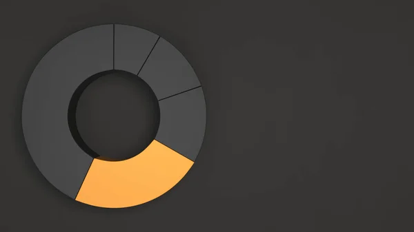 Black Ring Pie Chart One Orange Sector Black Background Infographic — Stock Photo, Image