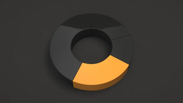 Gráfico Circular Anillo Negro Con Sector Naranja Sobre Fondo Negro — Foto de Stock