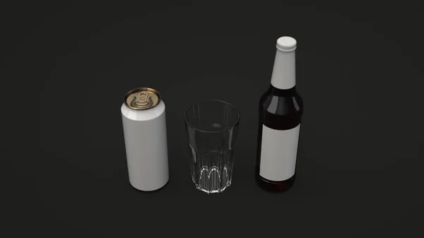Макет Высокой Коричневой Бутылки Пива Чистым Белым Lable Белый Алюминиевой — стоковое фото