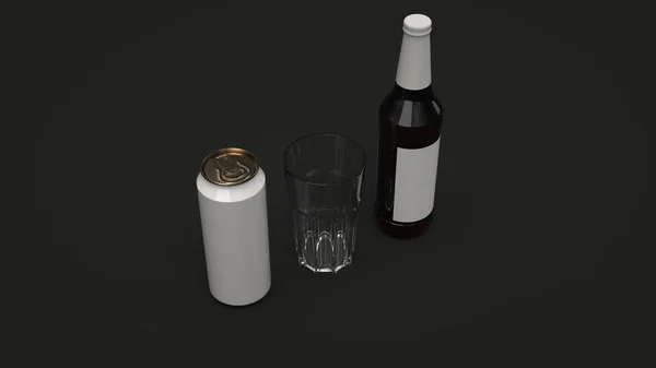 Макет Высокой Коричневой Бутылки Пива Чистым Белым Lable Белый Алюминиевой — стоковое фото