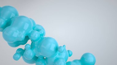 Beyaz arka plan üzerinde spherecial şekillerden mavi kabarcık. 3D render illüstrasyon 