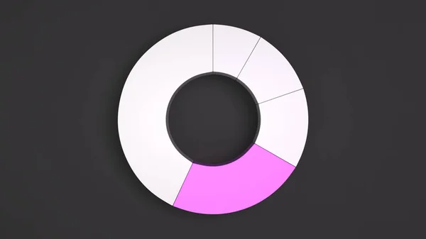 Weißes Ringkuchendiagramm Mit Einem Lila Sektor Auf Schwarzem Hintergrund Infografik — Stockfoto