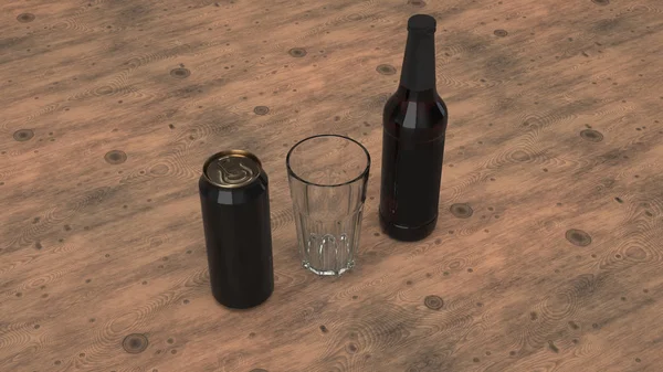 Макет Пляшки Високим Коричневим Пивом Порожньою Чорною Етикеткою Чорною Алюмінієвою — стокове фото
